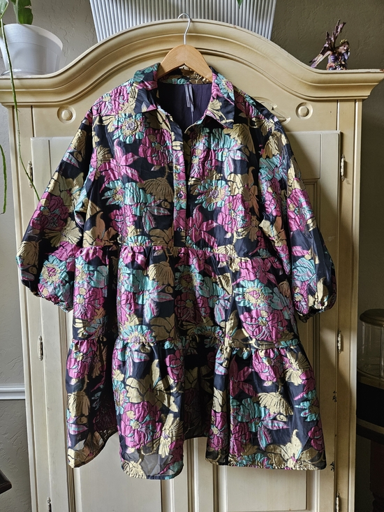 Anthropologie Dresses & Skirts - Anthropologie Floral Tiered Midi Dress in Black, Pink, Teal & Gold
